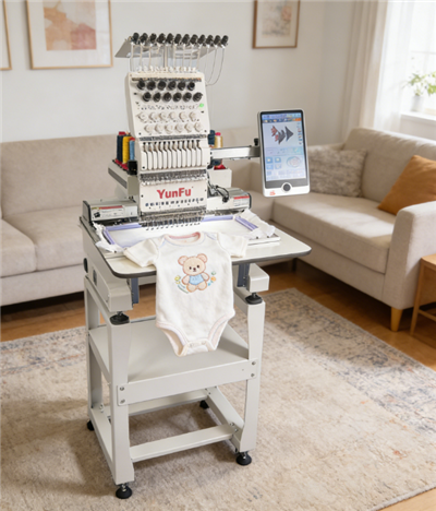 YUNFU Nouvo Modèl Kay Sèvi ak 1200rpm Otomatik Cap Broderie Machin Ti Zòn